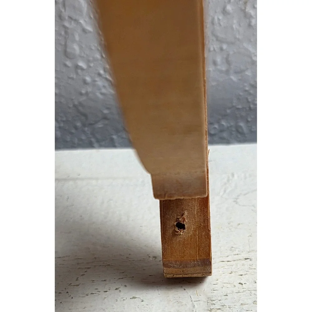 Rustic Wood Wall Shelf Spindle Brackets Striped Plank Top Brown Pine Handcrafted